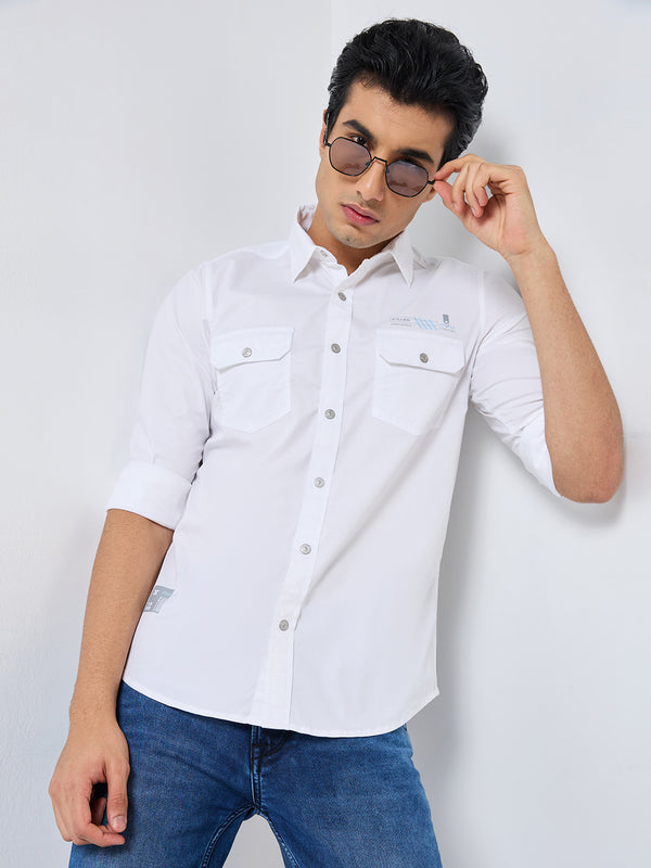 Killer Men White Solid Slim Fit Shirts