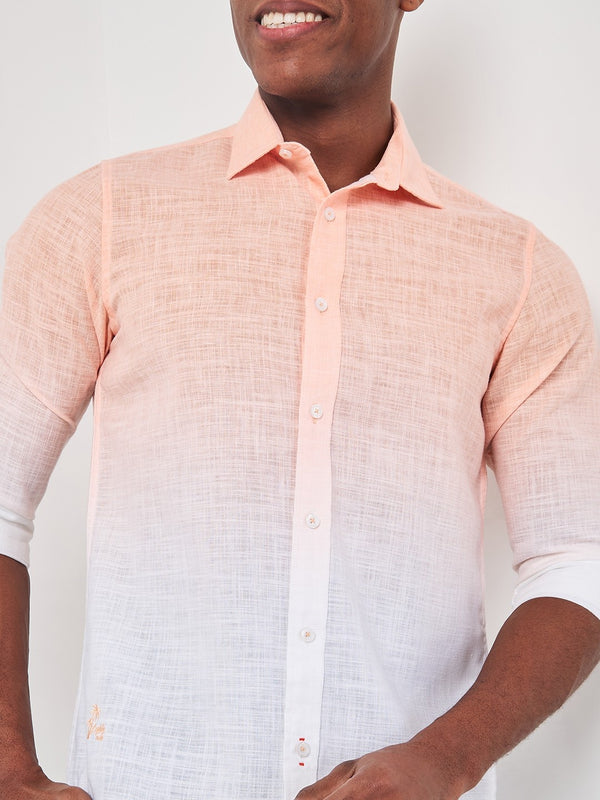 Killer Men Peach Printed Slim Fit Shirts