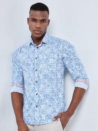 Killer Men Blue Printed Slim Fit Shirts