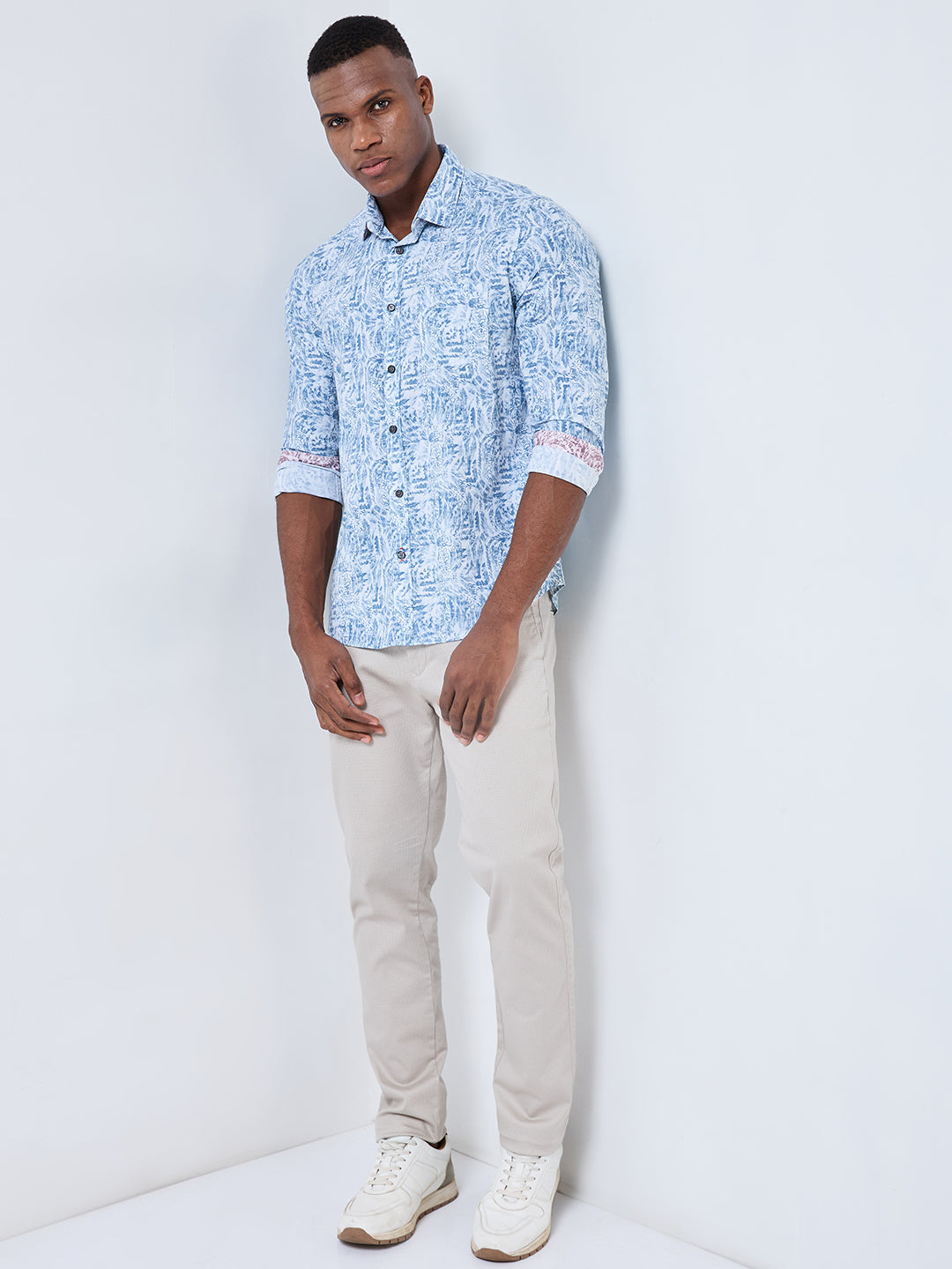 Killer Men Blue Printed Slim Fit Shirts