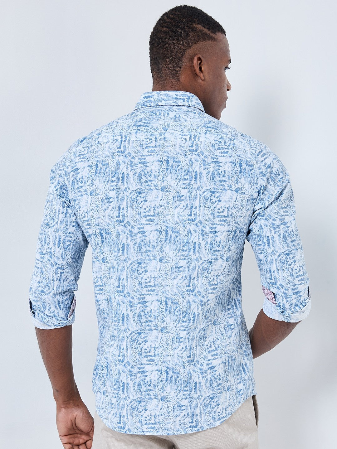 Killer Men Blue Printed Slim Fit Shirts