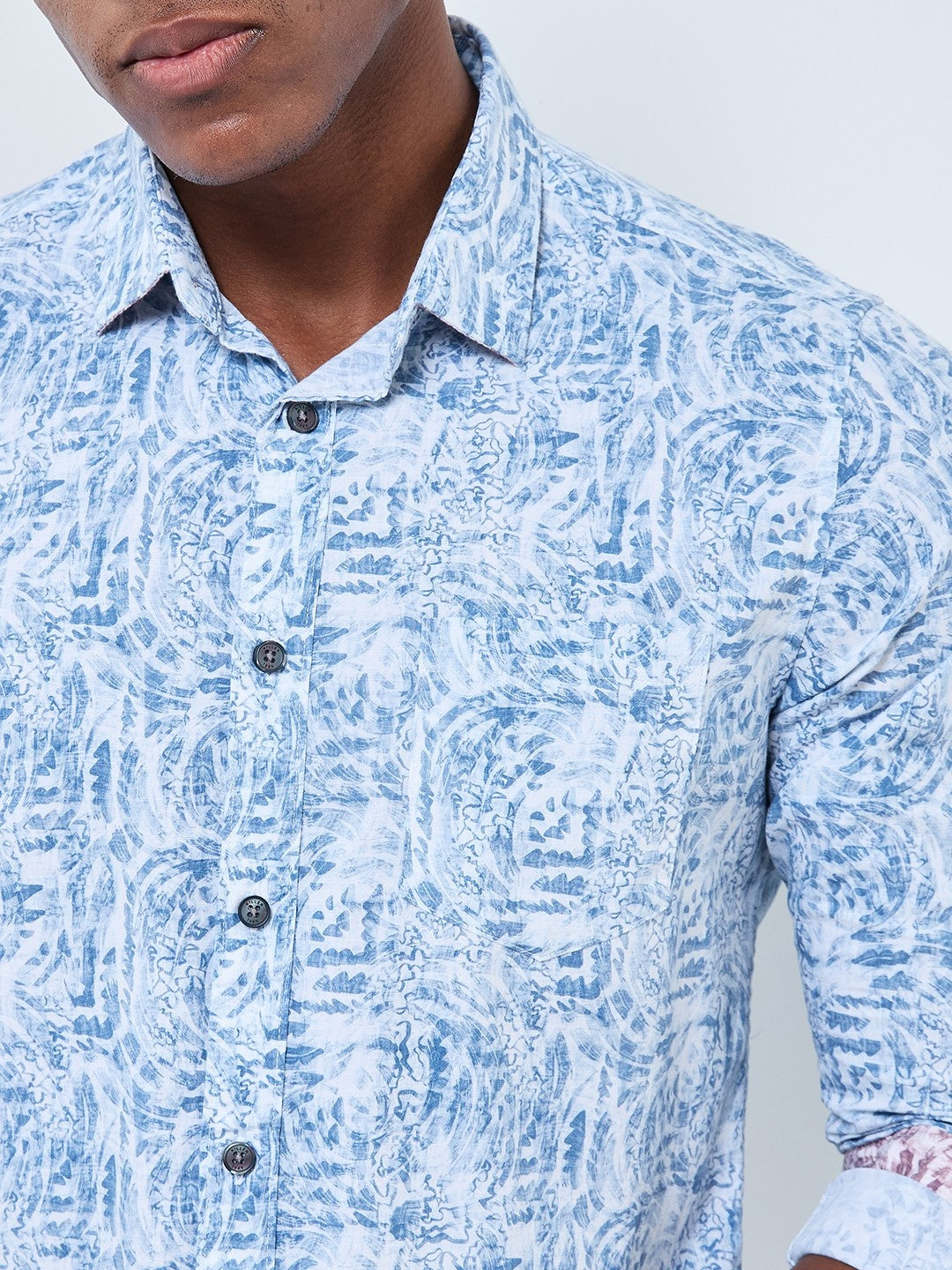 Killer Men Blue Printed Slim Fit Shirts