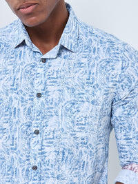 Killer Men Blue Printed Slim Fit Shirts