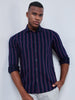 Killer Men Dark Blue Stripe Slim Fit Shirts