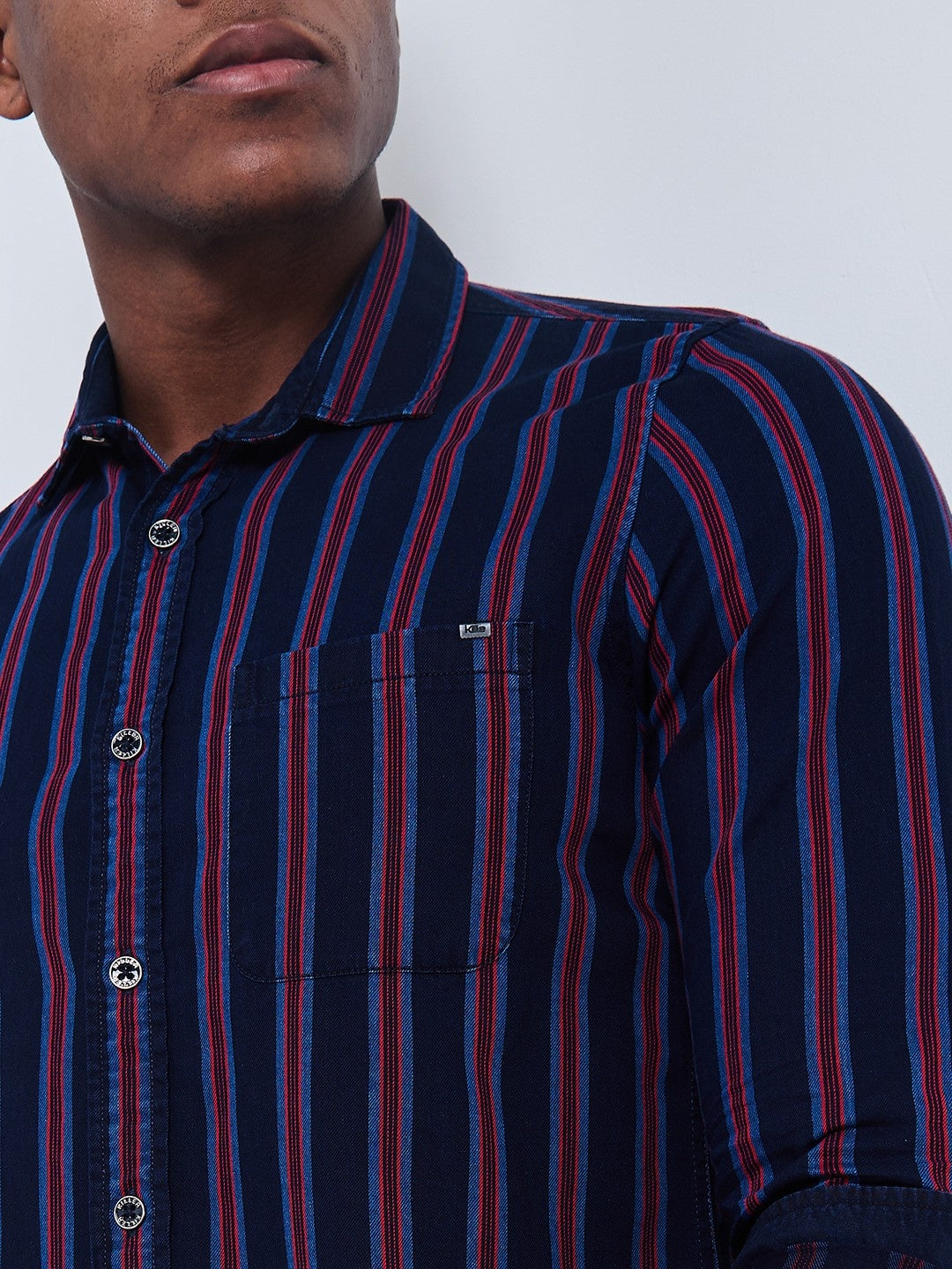 Killer Men Dark Blue Stripe Slim Fit Shirts