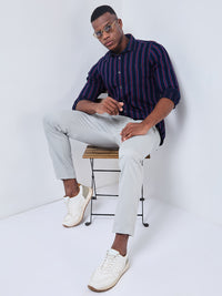 Killer Men Dark Blue Stripe Slim Fit Shirts