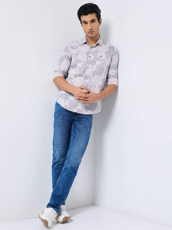 Killer Men Pink Printed Slim Fit Shirts
