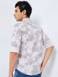 Killer Men Pink Printed Slim Fit Shirts