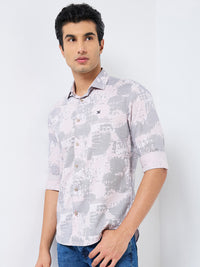 Killer Men Pink Printed Slim Fit Shirts