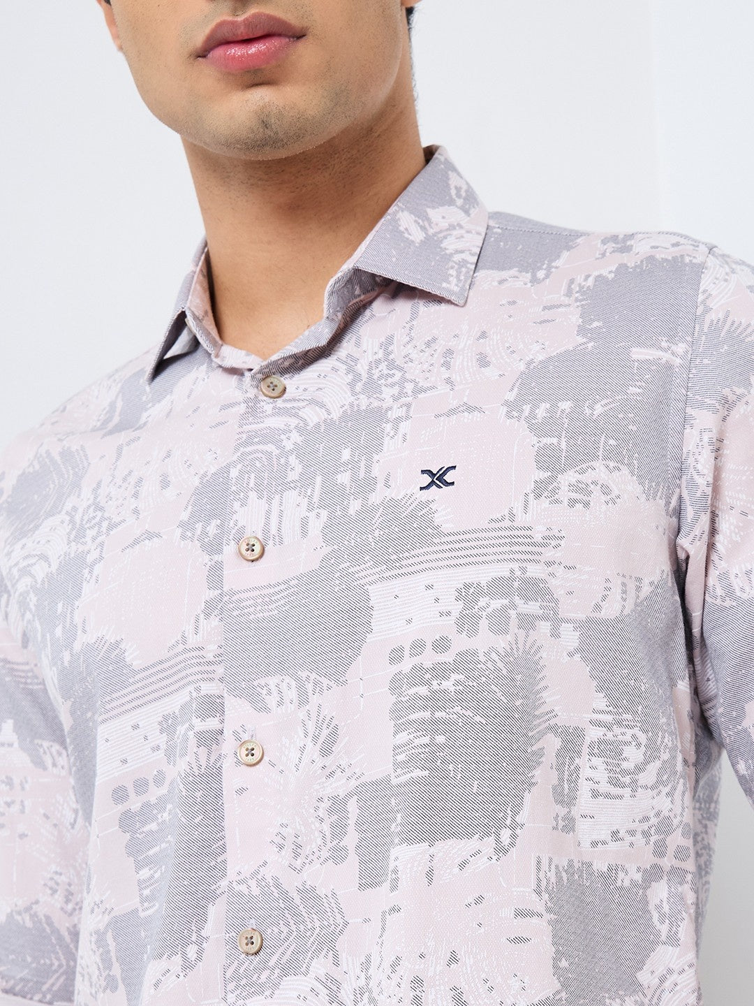 Killer Men Pink Printed Slim Fit Shirts