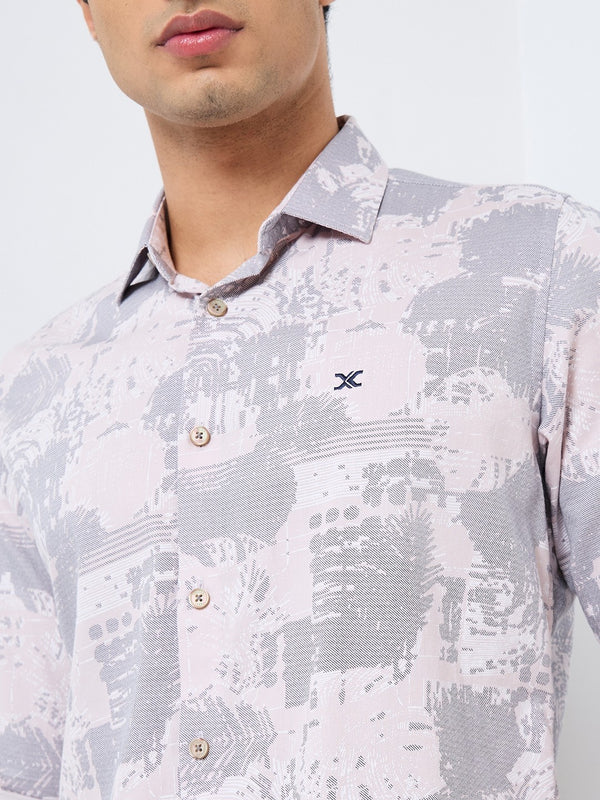 Killer Men Pink Printed Slim Fit Shirts