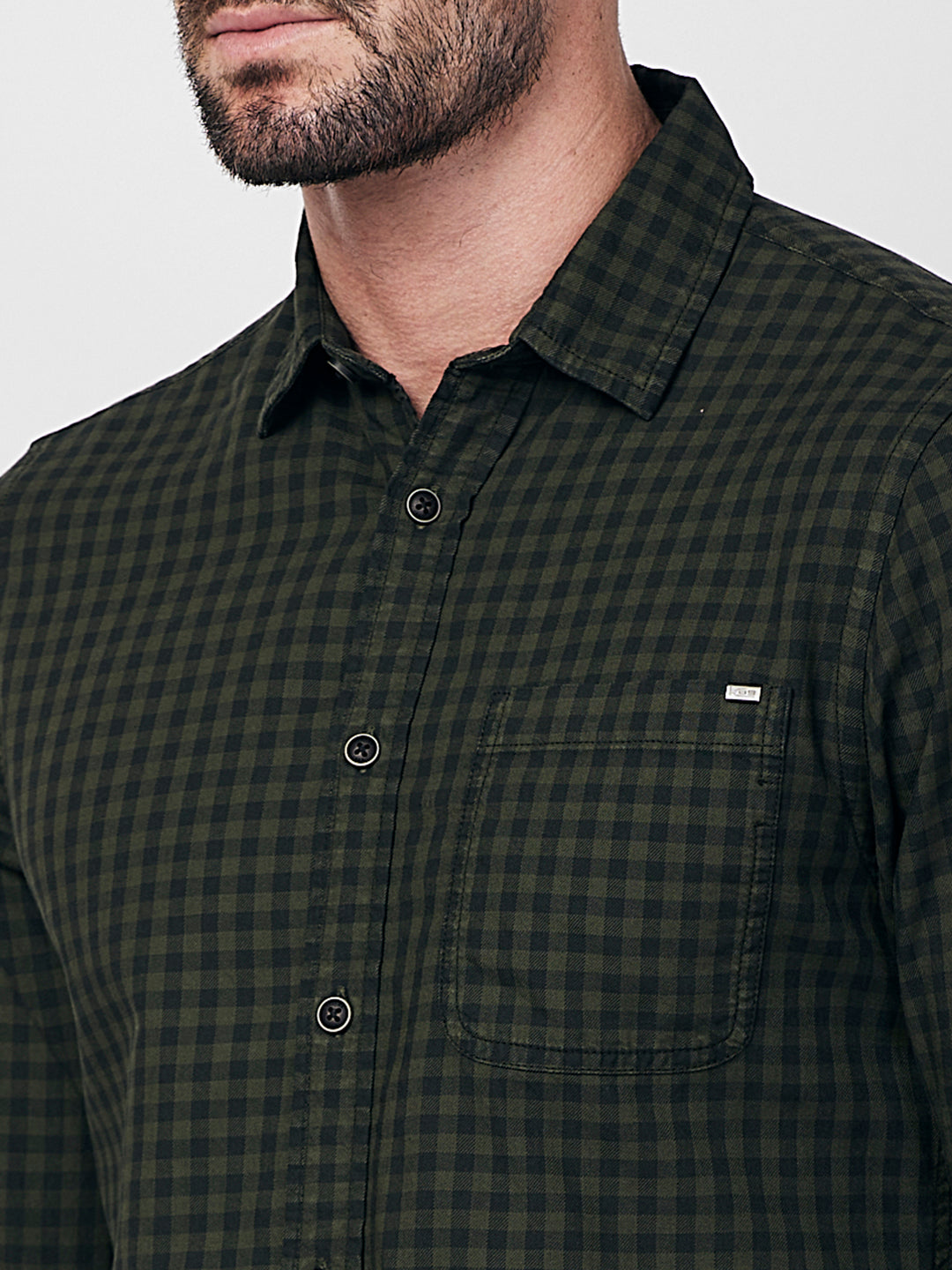 Killer Men Olive Checks Slim Fit Shirts