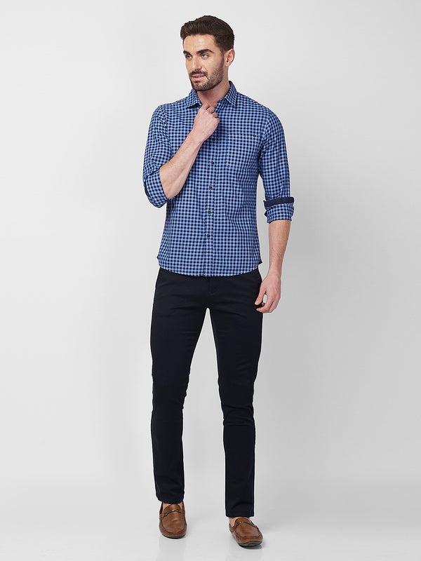 Killer Men Blue Checks Slim Fit Shirts