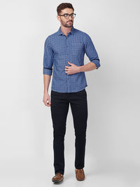 Killer Men Blue Checks Slim Fit Shirts