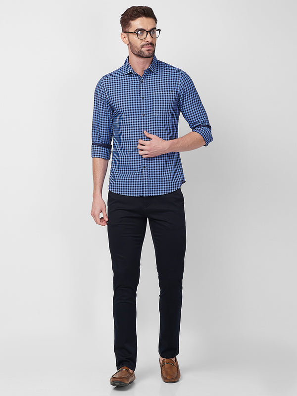 Killer Men Blue Checks Slim Fit Shirts