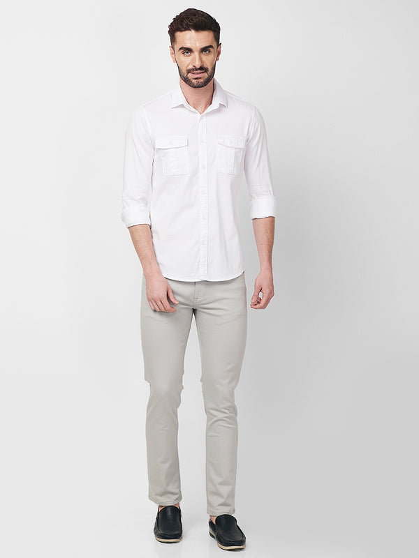 Killer Men White Solid Slim Fit Shirts
