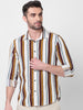 Killer Men Brown Stripe Slim Fit Shirts