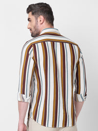 Killer Men Brown Stripe Slim Fit Shirts