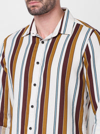 Killer Men Brown Stripe Slim Fit Shirts