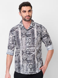 Killer Men Grey Printed Slim Fit Shirts
