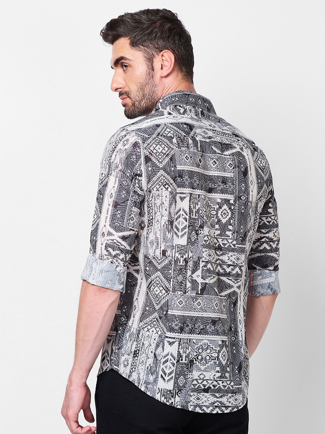 Killer Men Grey Printed Slim Fit Shirts