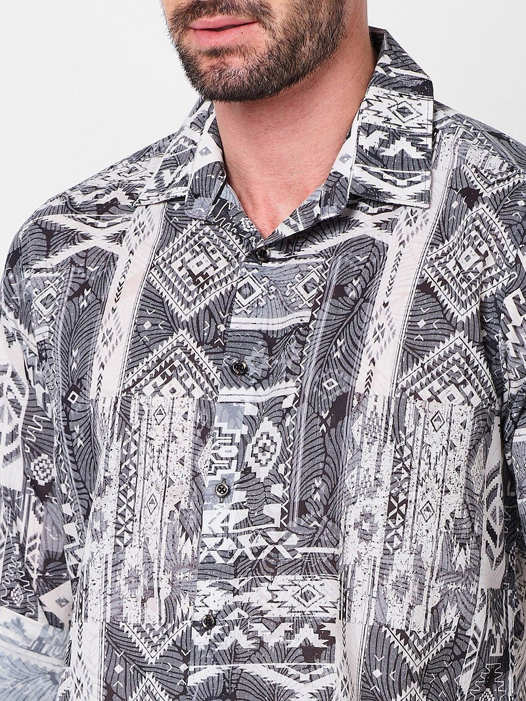 Killer Men Grey Printed Slim Fit Shirts