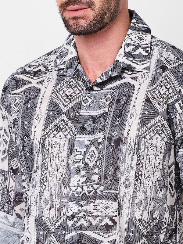 Killer Men Grey Printed Slim Fit Shirts
