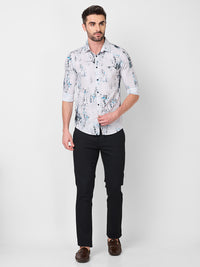 Full sleeves Slim Fit Grey All-Over Distressed texture Print Shirt
