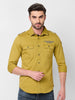 Killer Men Dark Mustard Solid Slim Fit Shirts