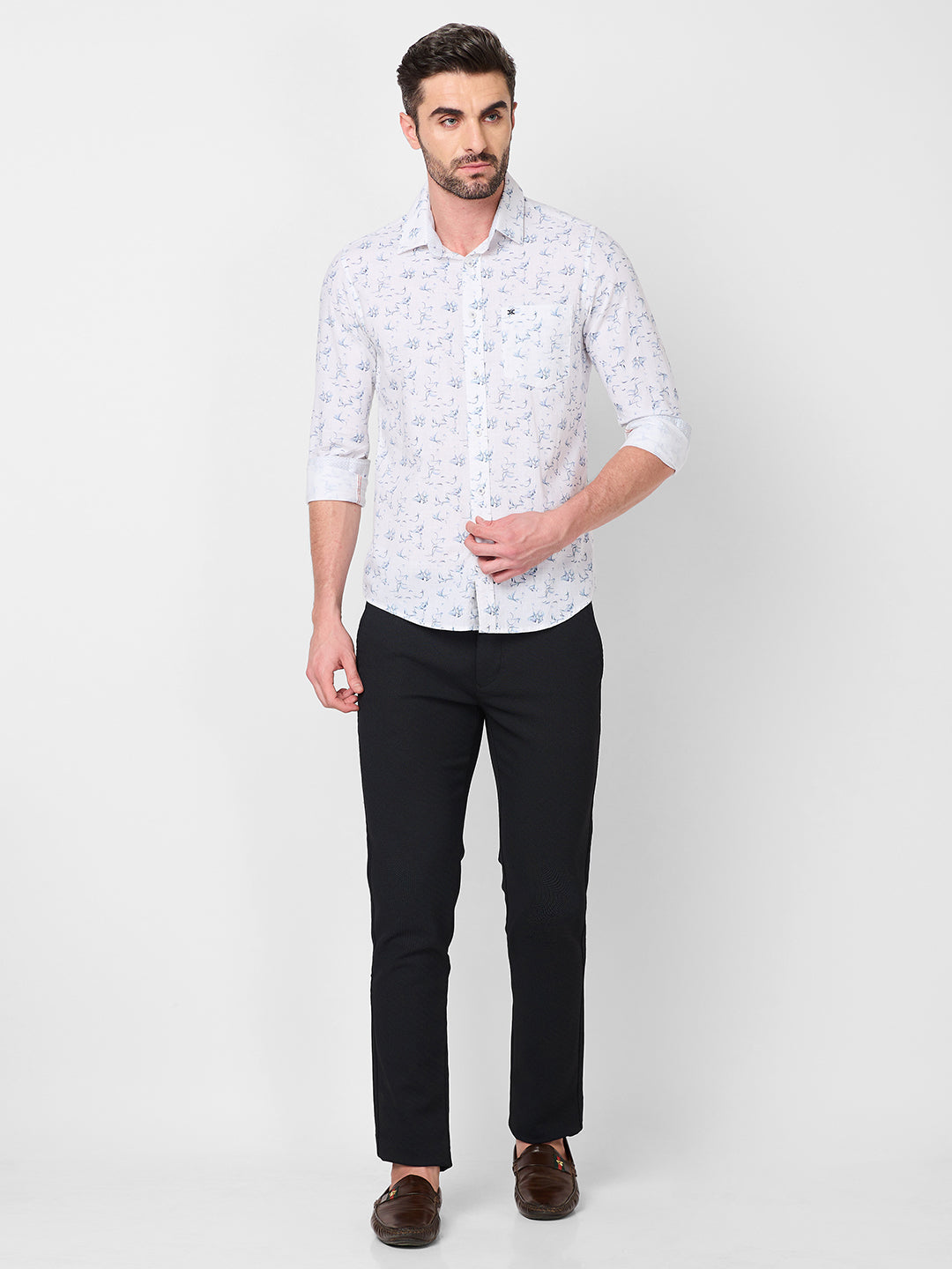 Killer Men Light Blue Printed Slim Fit Shirts