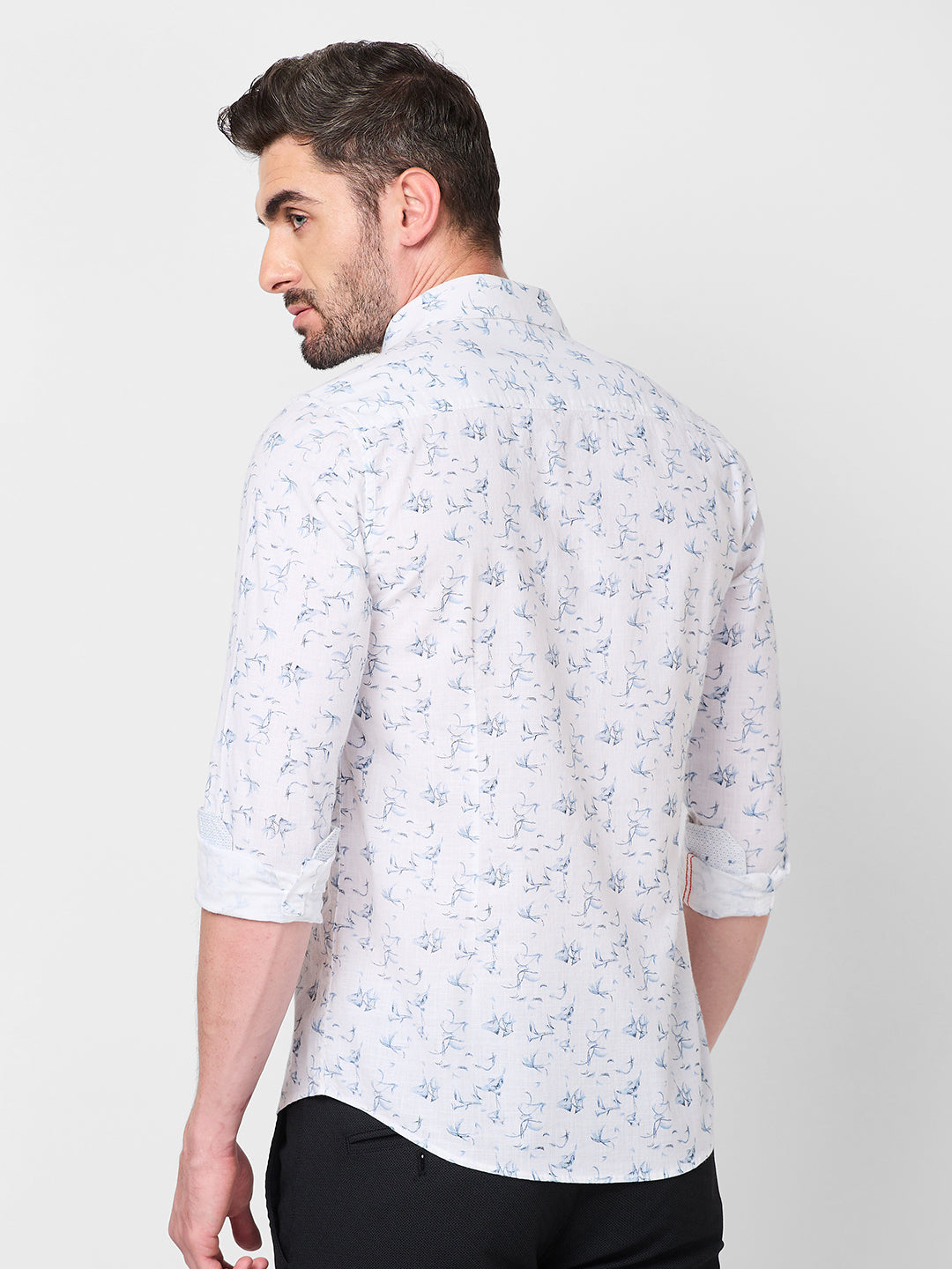 Full sleeves Slim Fit Sky All-Over Mini Motif Print Shirt