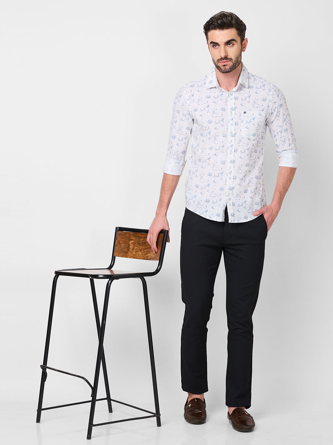 Full sleeves Slim Fit Sky All-Over Mini Motif Print Shirt