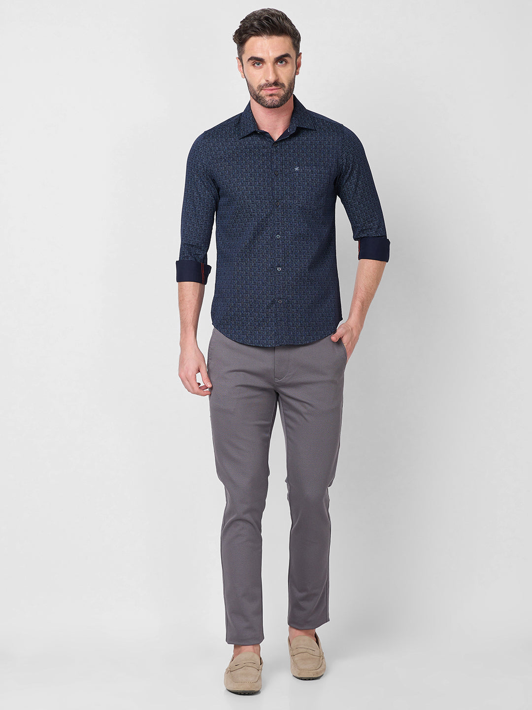 Killer Men Navy Printed Slim Fit Shirts