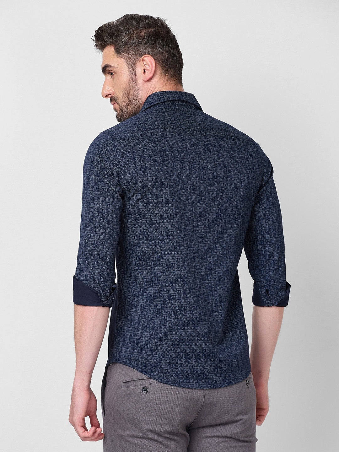 Killer Men Navy Printed Slim Fit Shirts