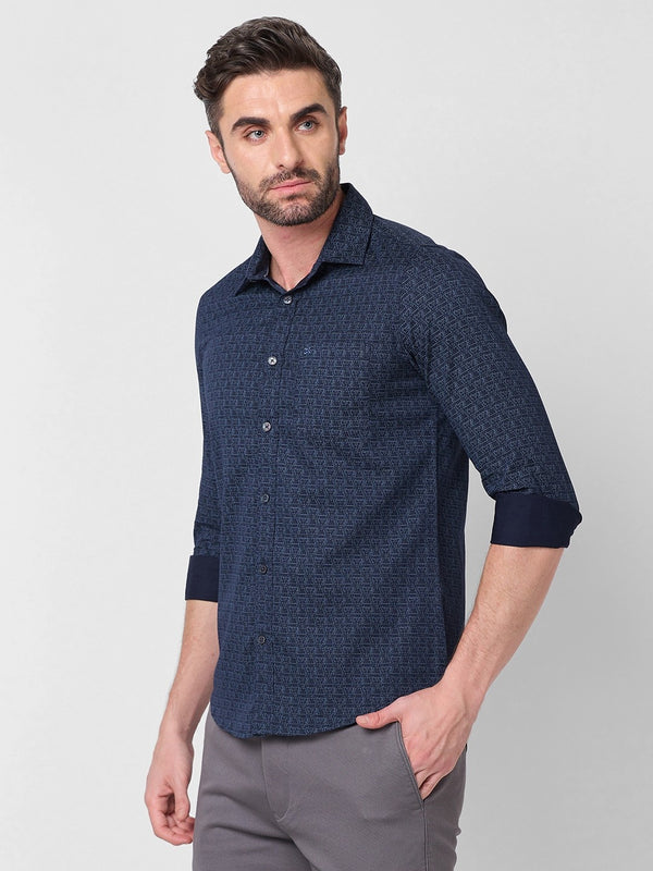 Killer Men Navy Printed Slim Fit Shirts