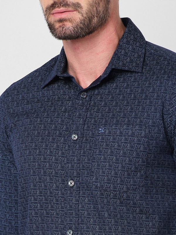 Killer Men Navy Printed Slim Fit Shirts