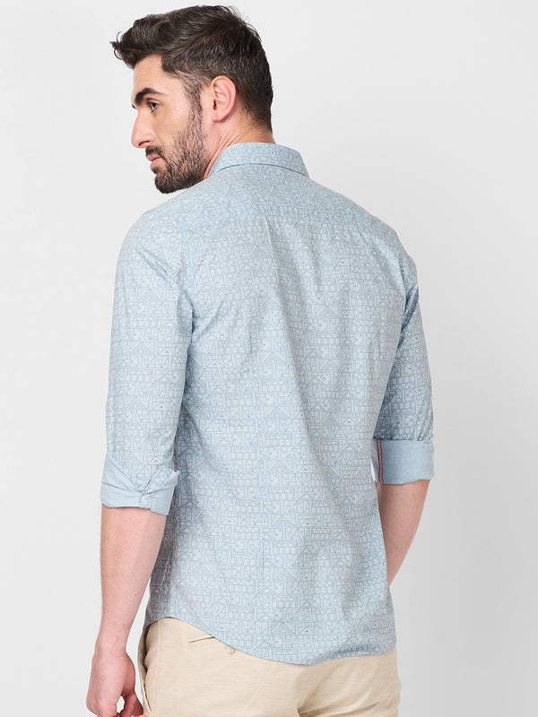 Killer Men Light Blue Printed Slim Fit Shirts
