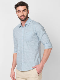 Killer Men Light Blue Printed Slim Fit Shirts