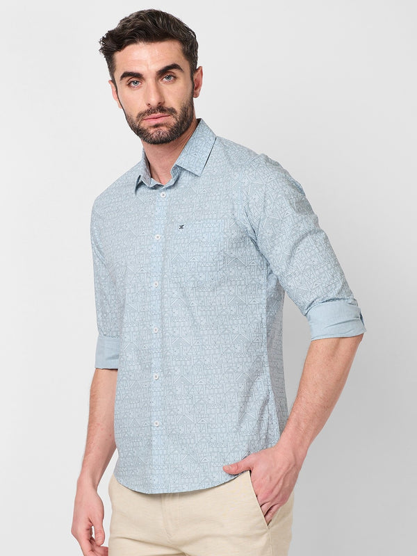 Killer Men Light Blue Printed Slim Fit Shirts