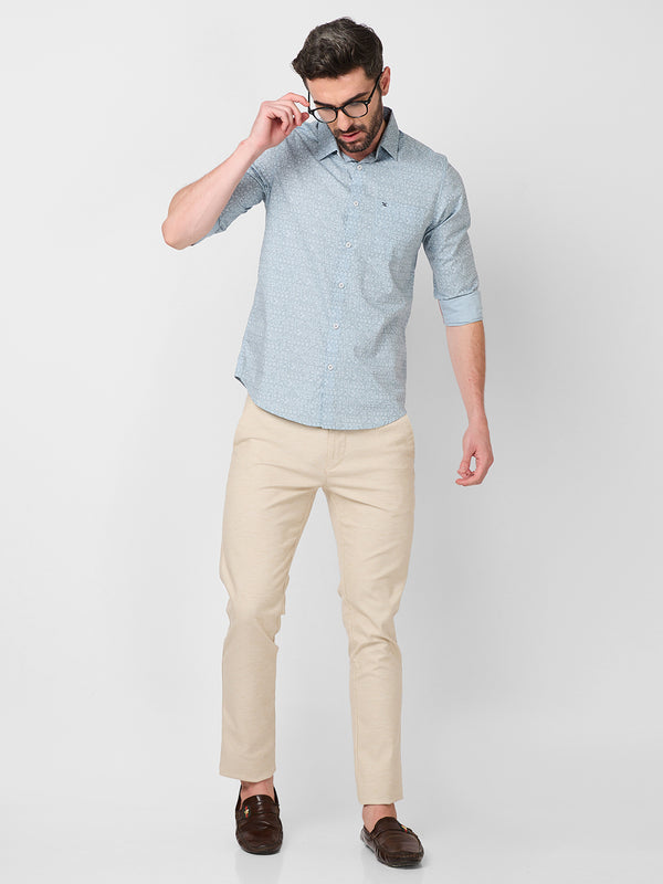 Killer Men Light Blue Printed Slim Fit Shirts