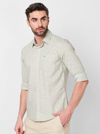 Killer Men Light Green Printed Slim Fit Shirts