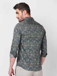 Killer Men Grey Printed Slim Fit Shirts