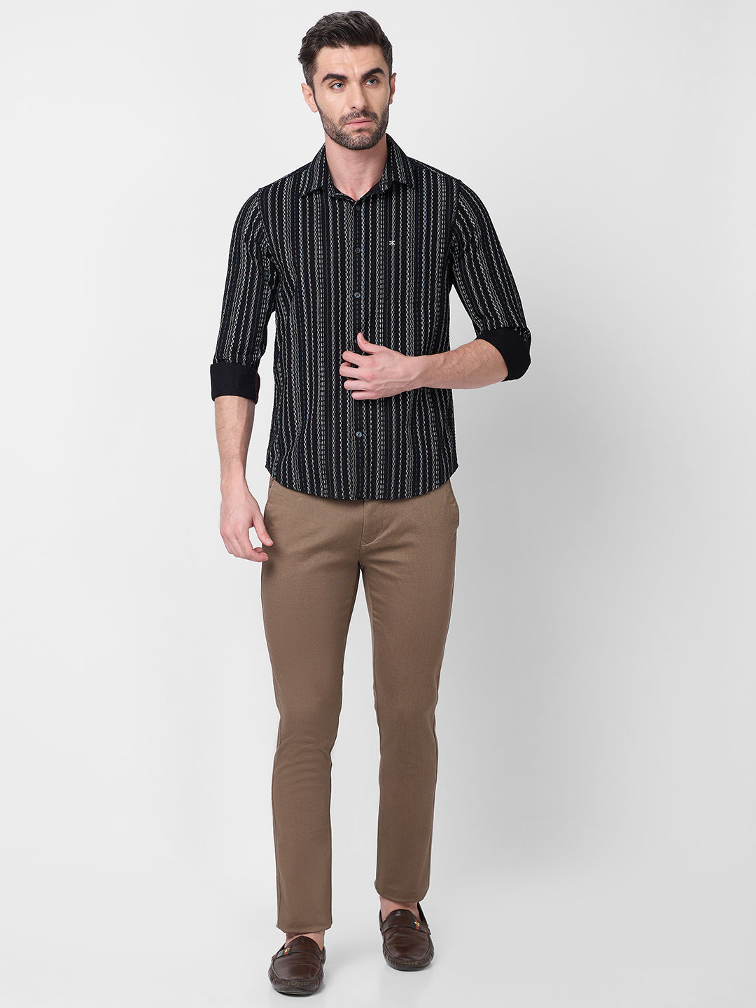 Killer Men Black Stripe Slim Fit Shirts