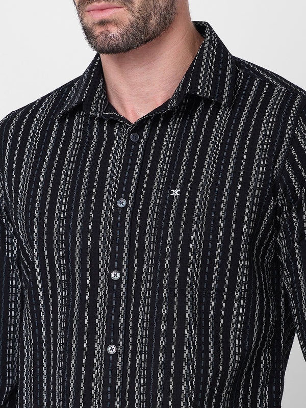 Killer Men Black Stripe Slim Fit Shirts