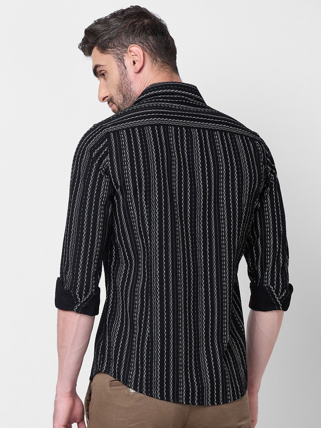 Killer Men Black Stripe Slim Fit Shirts