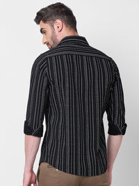 Killer Men Black Stripe Slim Fit Shirts