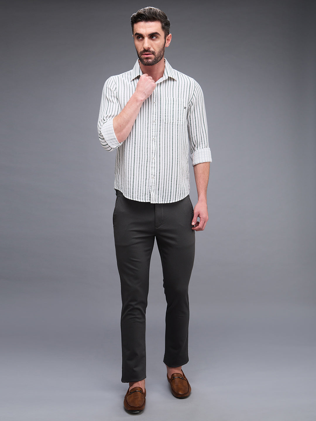 Killer Men Green Printed Slim Fit Shirts