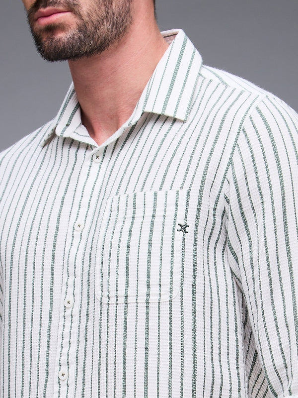 Killer Men Green Printed Slim Fit Shirts