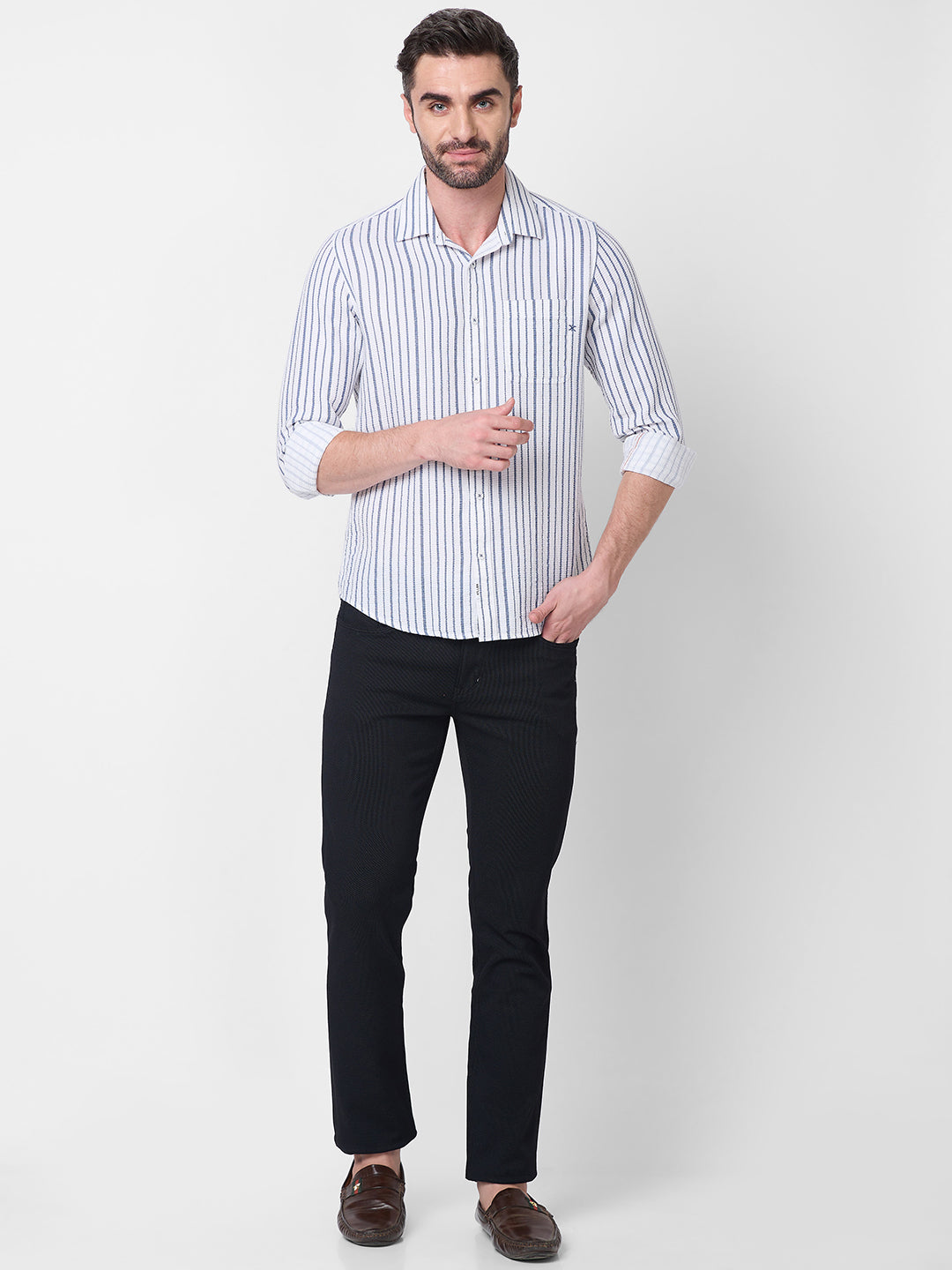 Killer Men Blue Printed Slim Fit Shirts