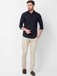 Killer Men Navy Checks Slim Fit Shirts